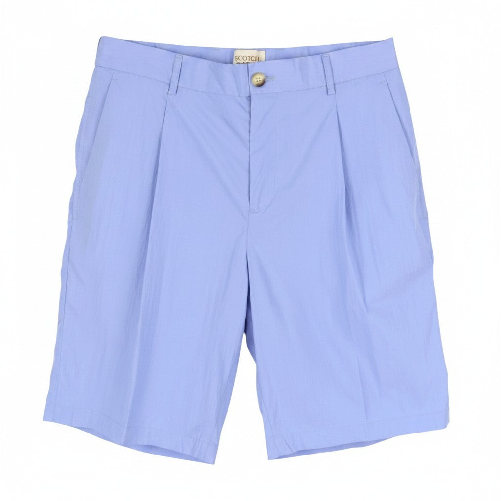 SCOTCH & SODA Men Shorts W32 Blue Pleated Zip Fly Casual Chino