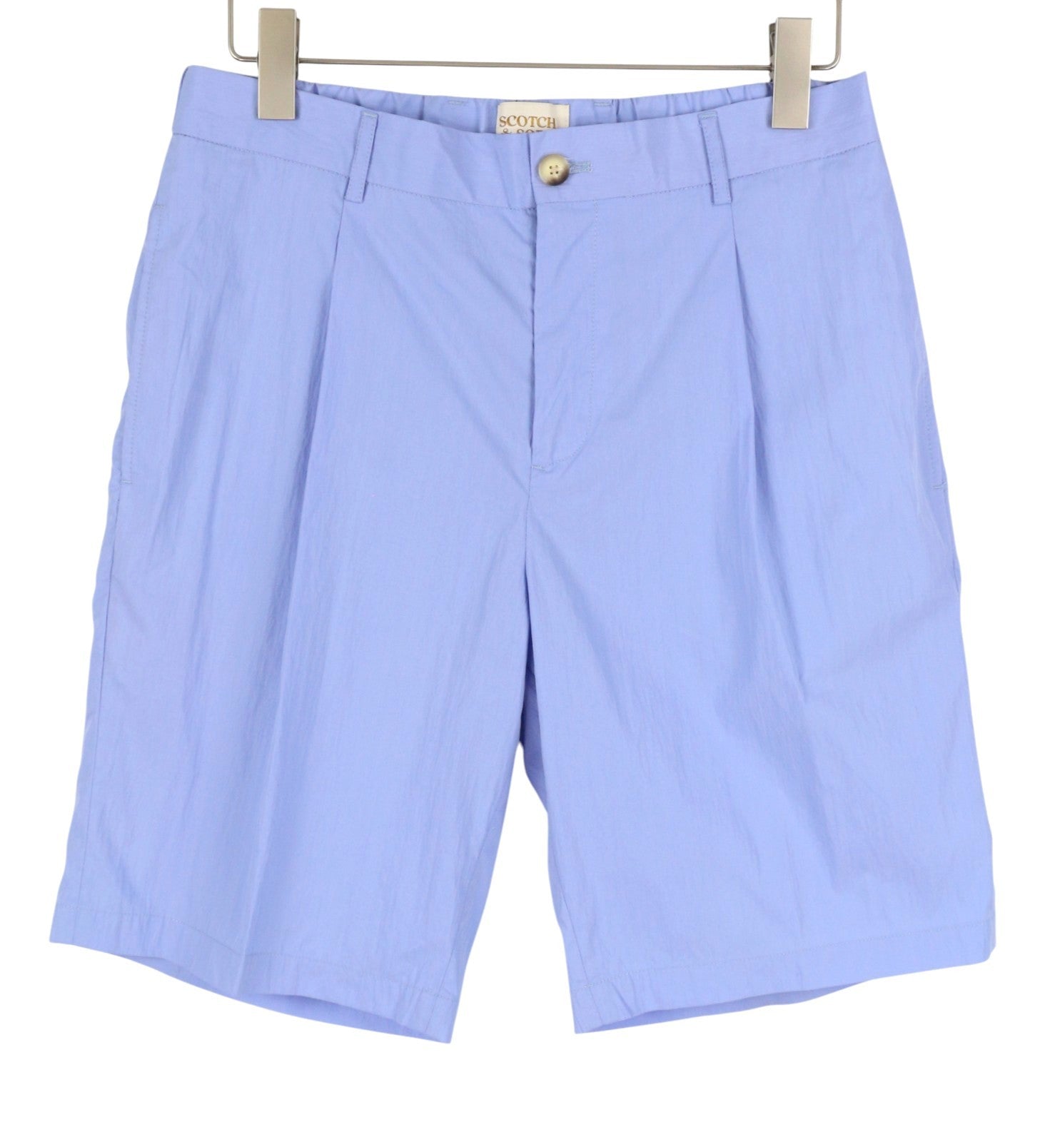 SCOTCH & SODA Men Shorts W32 Blue Pleated Zip Fly Casual Chino
