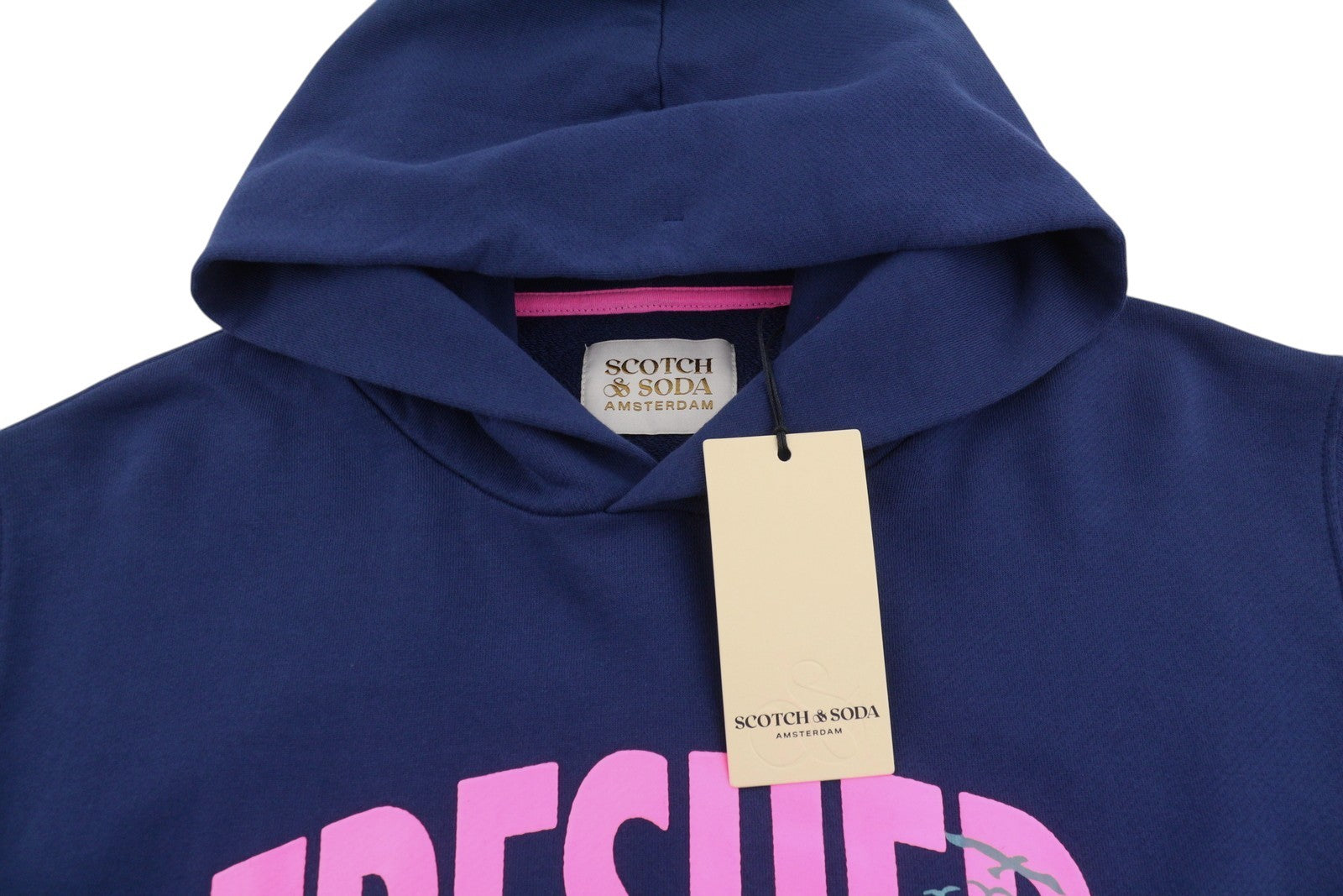 SCOTCH & SODA Men Hoodie M Dark Blue Kangaroo Pocket Hooded Pull On