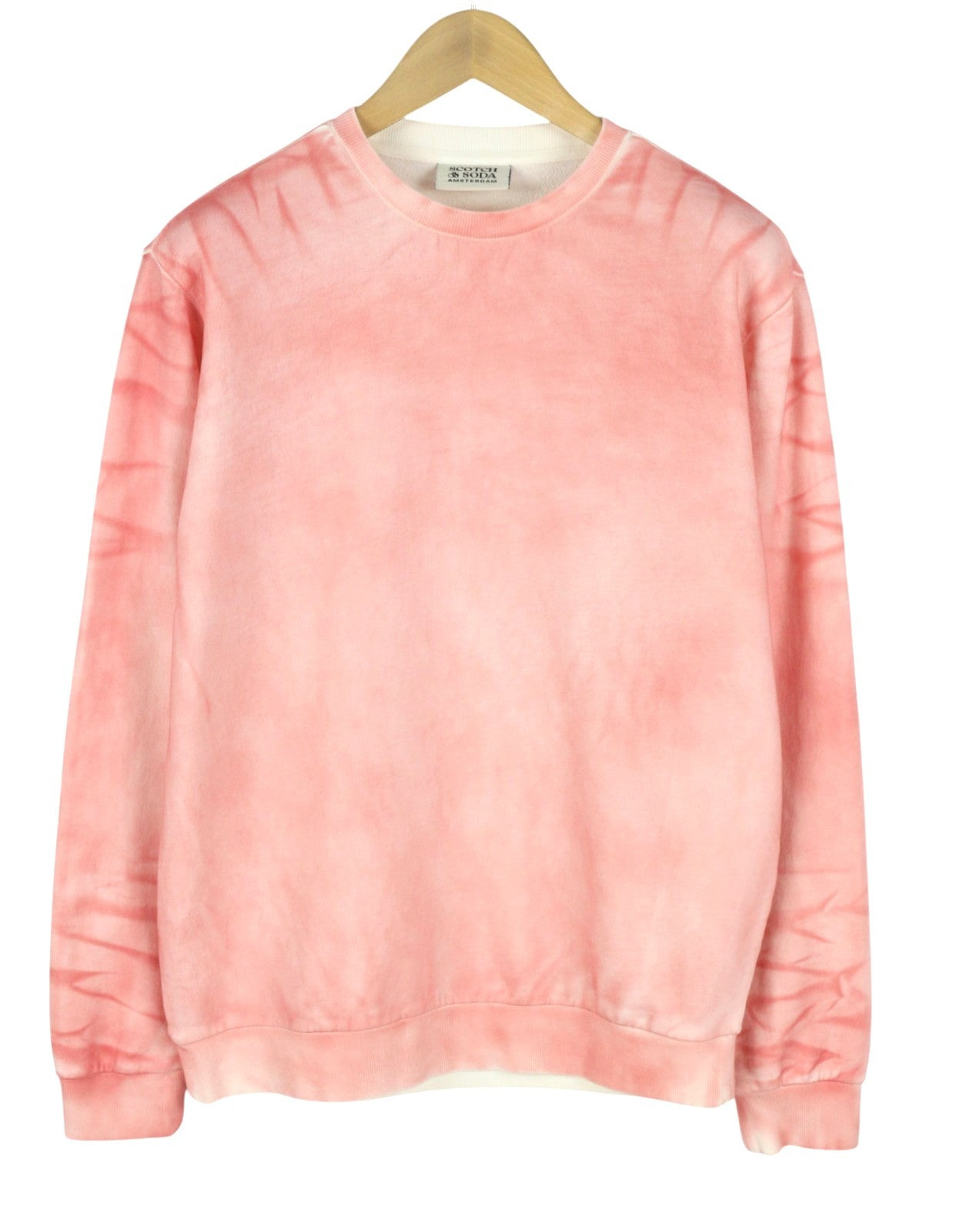 SCOTCH & SODA Men Sweatshirt M Pink Tie Dye Pattern Crew Long Sleeve Pull On