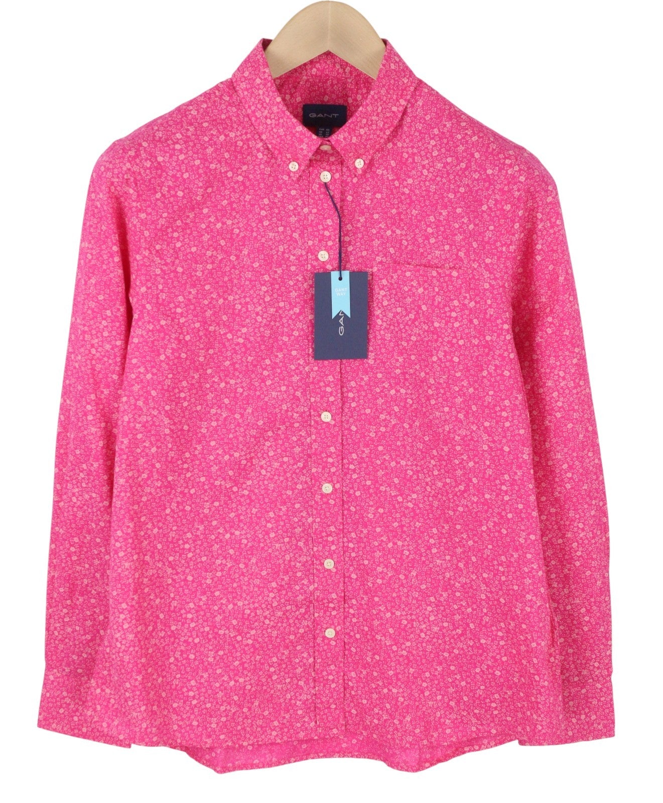 GANT Reg Freedom Flower Women Shirt EU40 M Cabaret Pink Button-Down Neck Casual