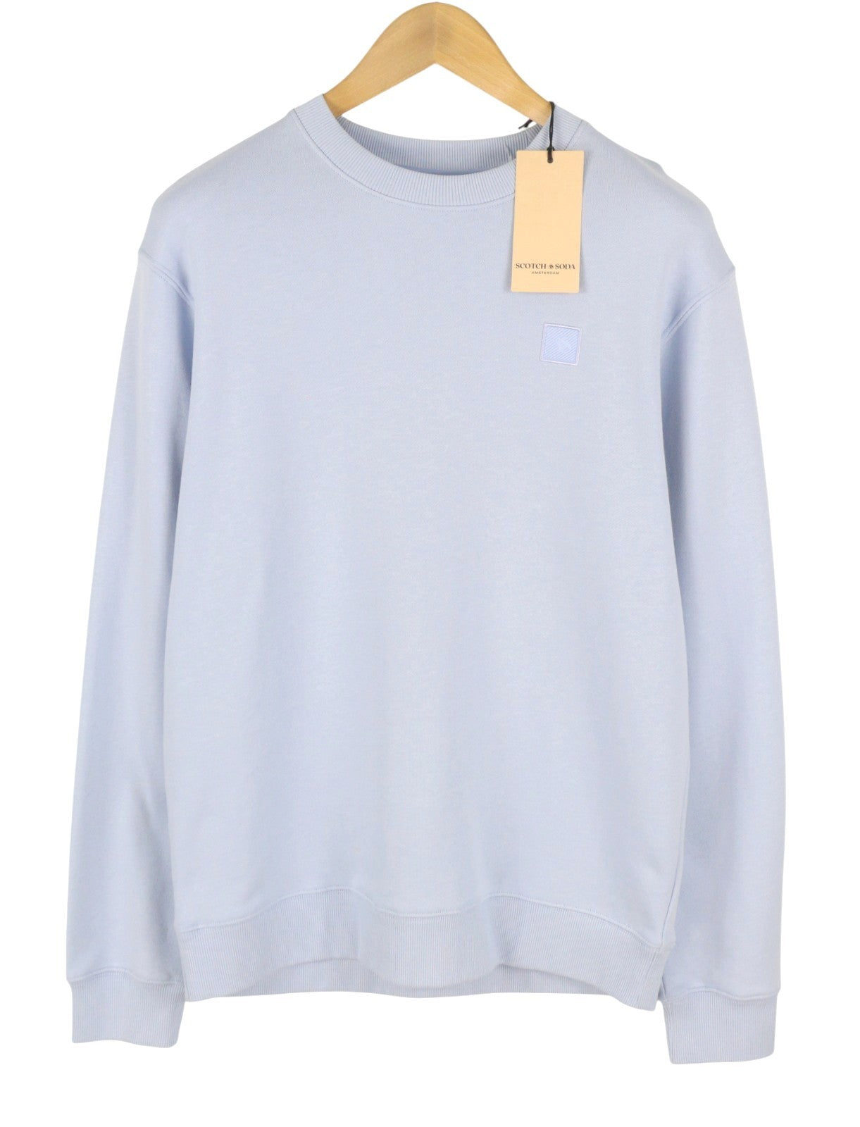SCOTCH & SODA Men Sweatshirt M Sky Blue Cotton Crew Neck Long Sleeve Pull On