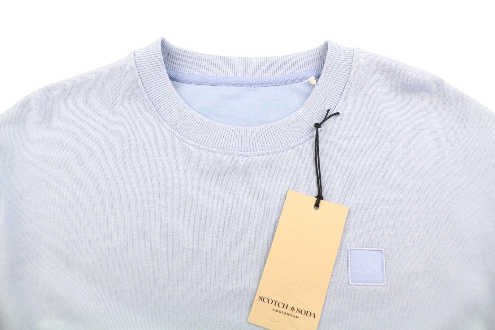SCOTCH & SODA Men Sweatshirt M Sky Blue Cotton Crew Neck Long Sleeve Pull On