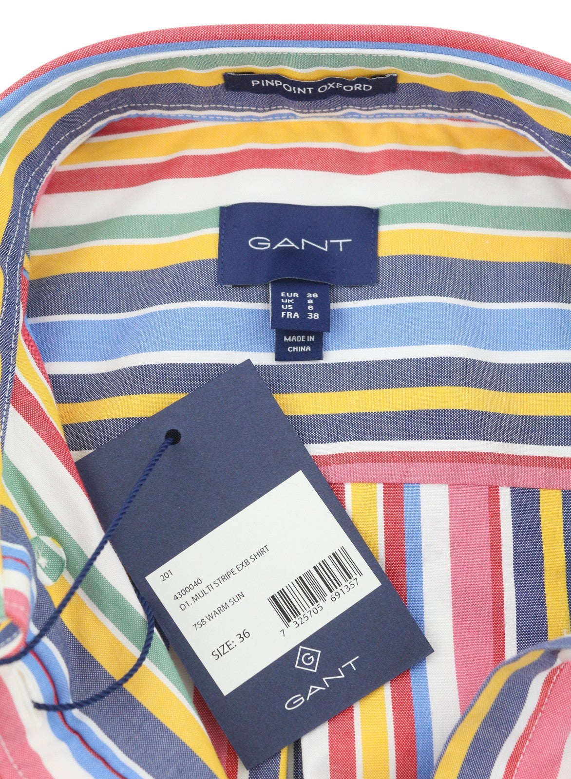 GANT Multi Stripe Exb Women Shirt EU36 S Warm Sun Pinpoint Oxford Button-Up