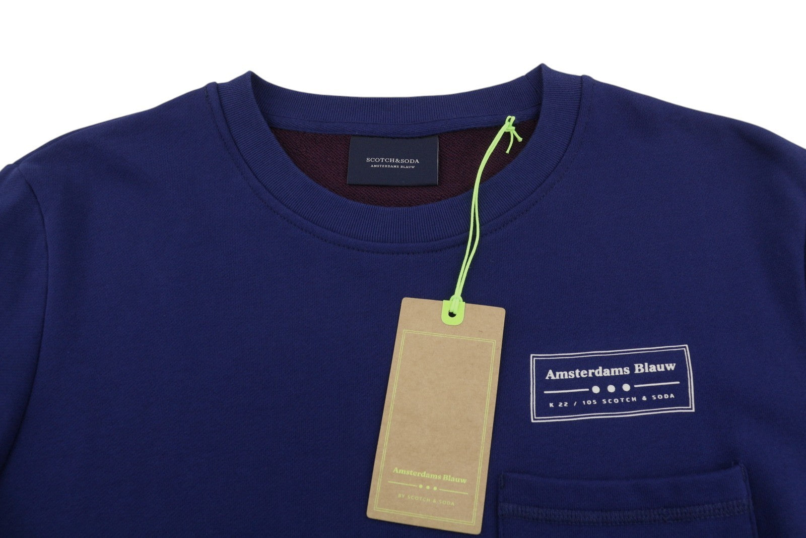 SCOTCH & SODA Men Sweatshirt M Dark Blue Patch Pocket Crew Neck Pull On
