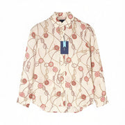 GANT Sailing Print Cot Silk Women Shirt EU34 XS Caulk White Transparent Button
