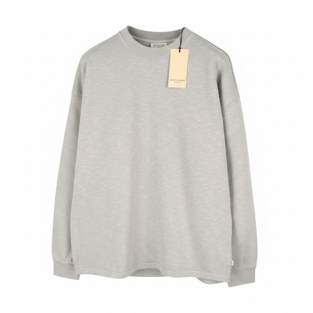 SCOTCH & SODA Men Sweatshirt L Grey Melange Oversized Crew Neck Pull On