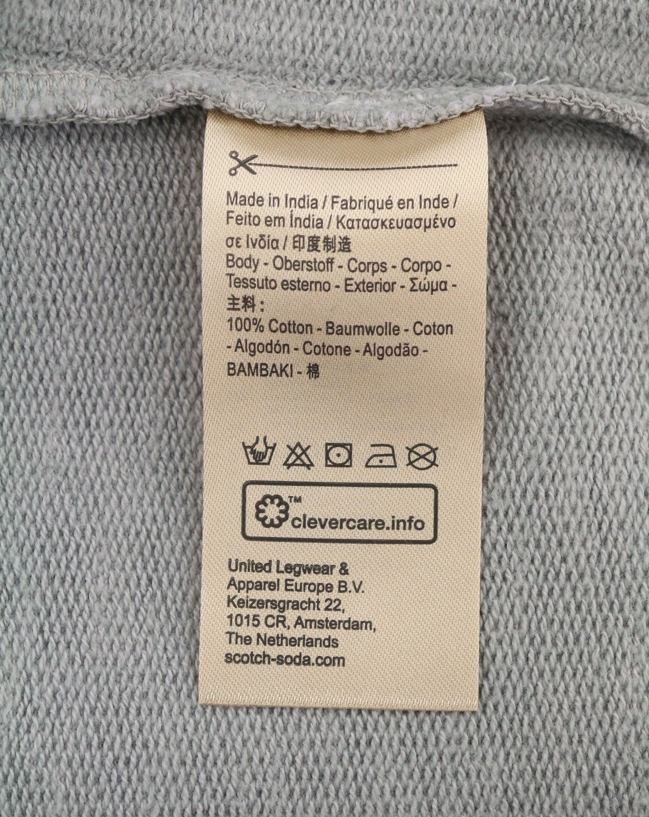SCOTCH & SODA Men Sweatshirt L Grey Melange Oversized Crew Neck Pull On