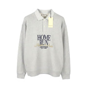 SCOTCH & SODA Men Sweatshirt L Grey Melange Polo Half Button Neck Pull On