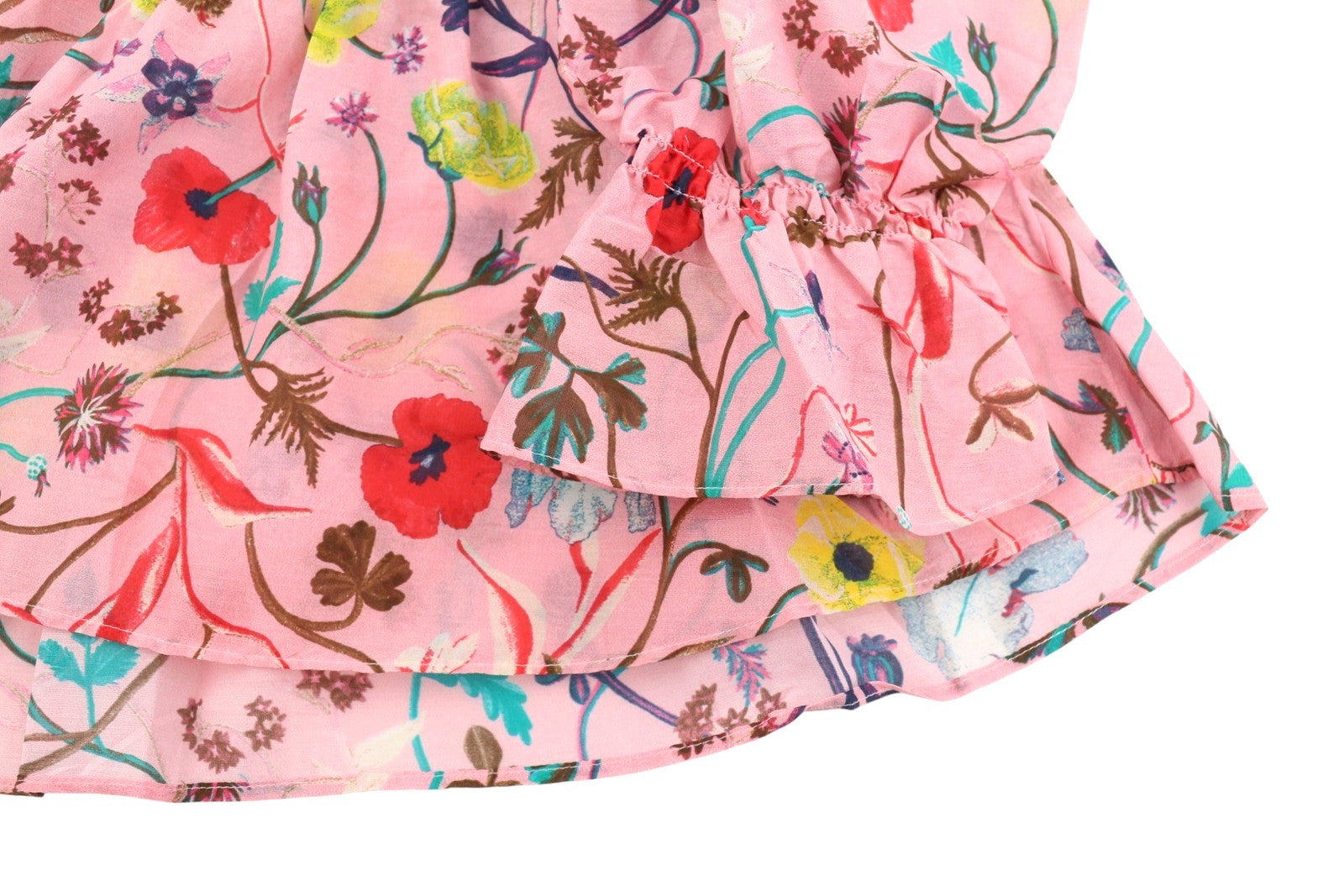 GANT Wild Floral Flounce Women Blouse EU36 S Preppy Pink 3/4 Balloon Sleeves