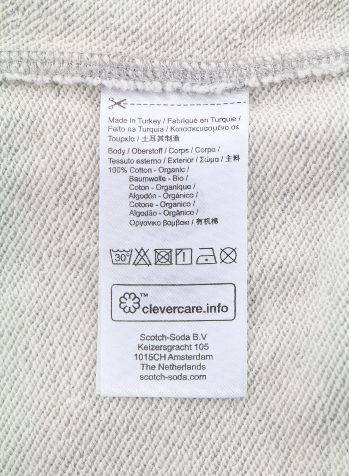 SCOTCH & SODA Men Sweatshirt M Grey Melange Organic Cotton Full Zip Bomber