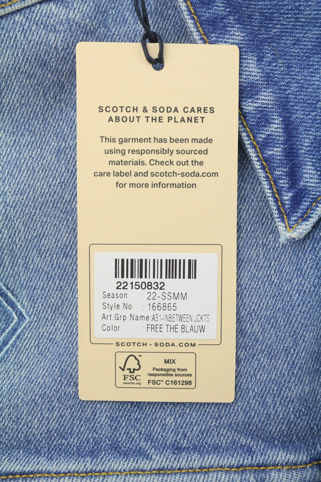SCOTCH & SODA Trucker Men Jacket L Blue Faded Embroidered Button-Up Denim