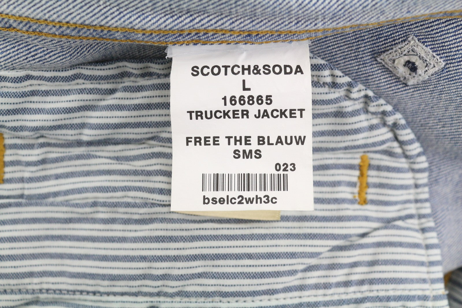 SCOTCH & SODA Trucker Men Jacket L Blue Faded Embroidered Button-Up Denim
