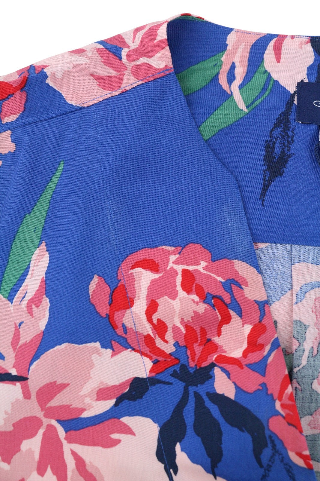 GANT Peonies Print Women Blouse EU38 M Bright Cobalt V-Neck Floral Long Sleeve