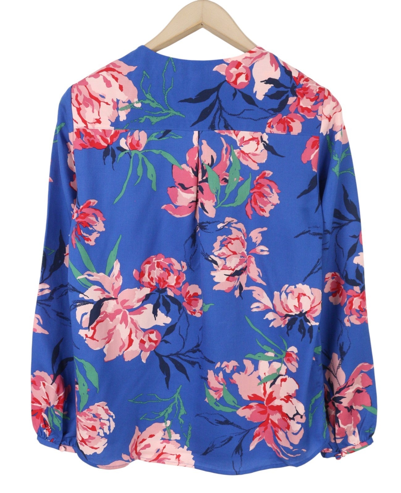 GANT Peonies Print Women Blouse EU38 M Bright Cobalt V-Neck Floral Long Sleeve