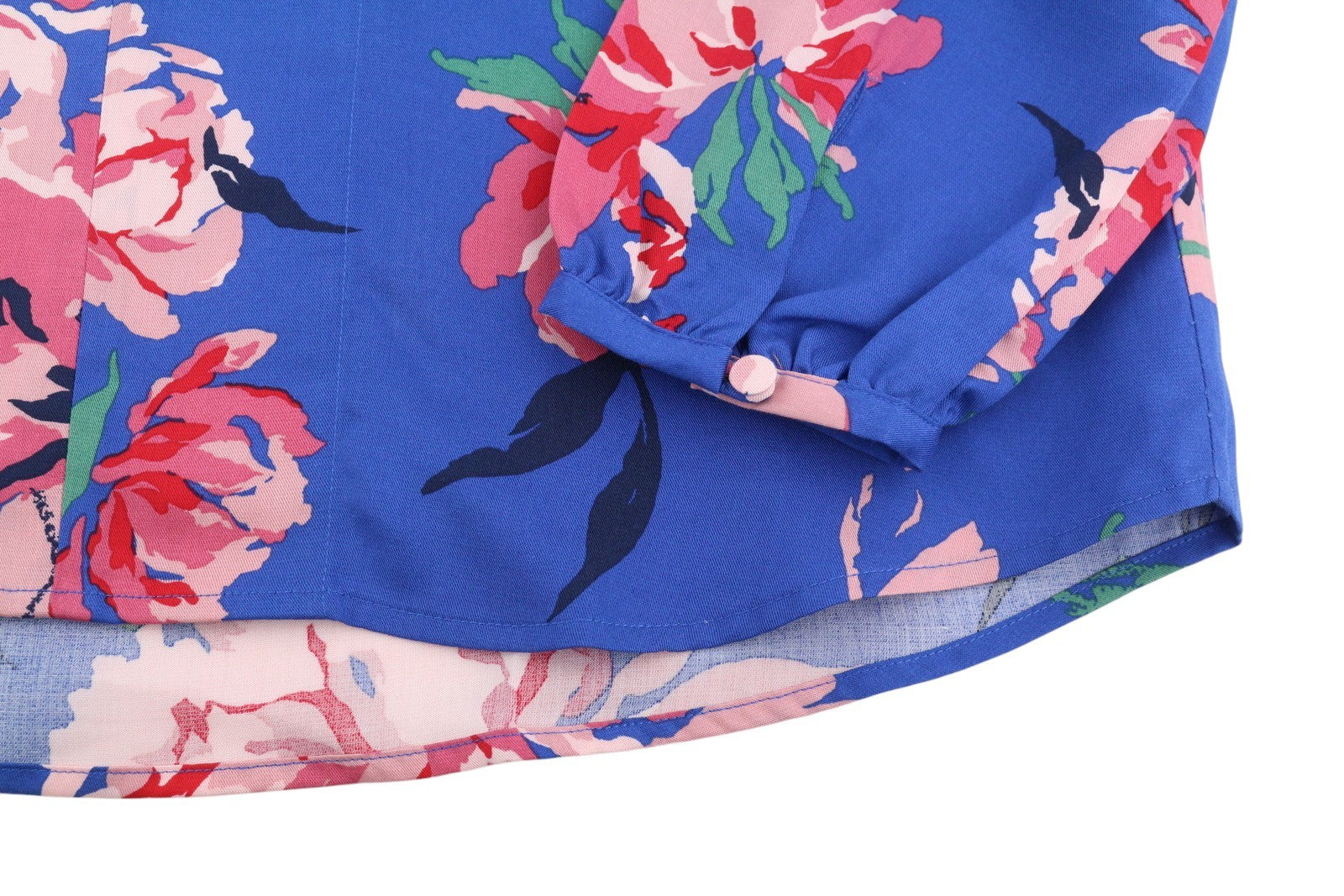 GANT Peonies Print Women Blouse EU38 M Bright Cobalt V-Neck Floral Long Sleeve