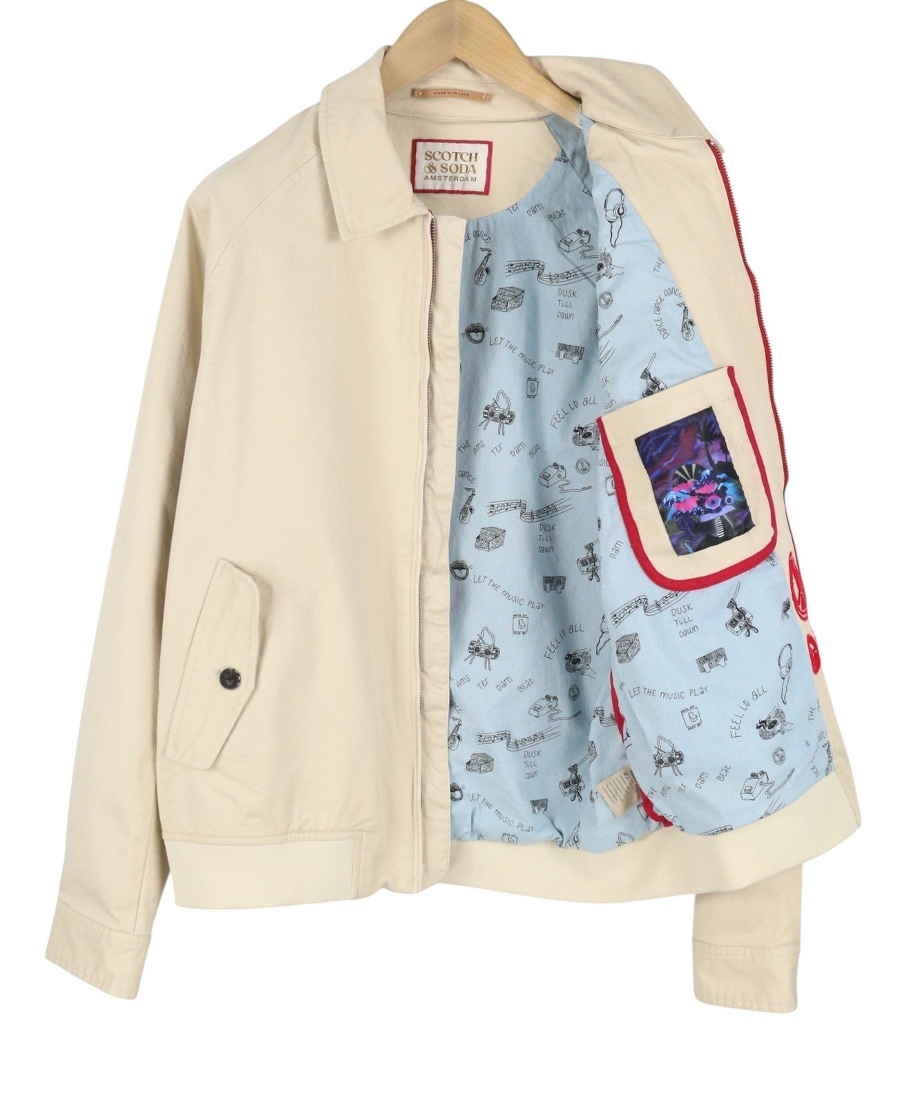 SCOTCH & SODA Men Jacket M Beige Lined Full Zip Lightweight Bomber