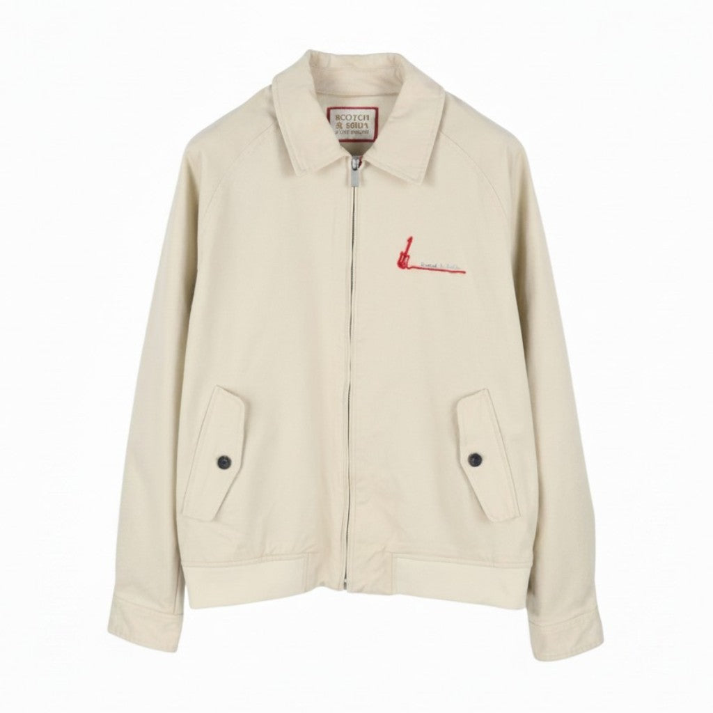 SCOTCH & SODA Men Jacket M Beige Lined Full Zip Lightweight Bomber
