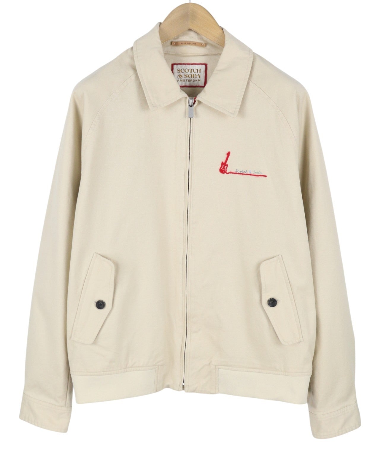 SCOTCH & SODA Men Jacket M Beige Lined Full Zip Lightweight Bomber