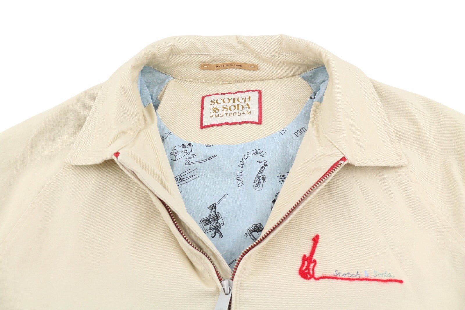 SCOTCH & SODA Men Jacket M Beige Lined Full Zip Lightweight Bomber