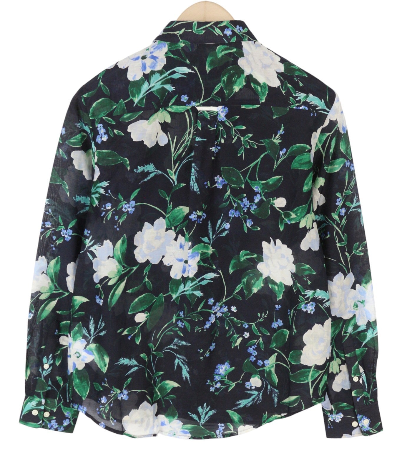 GANT Reg Rose Cot Silk Women Shirt EU38 M Evening Blue Transparent Button-Up