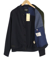 SCOTCH & SODA Men Jacket M Dark Blue Wool Blend Button-Up Lightweight Bomber