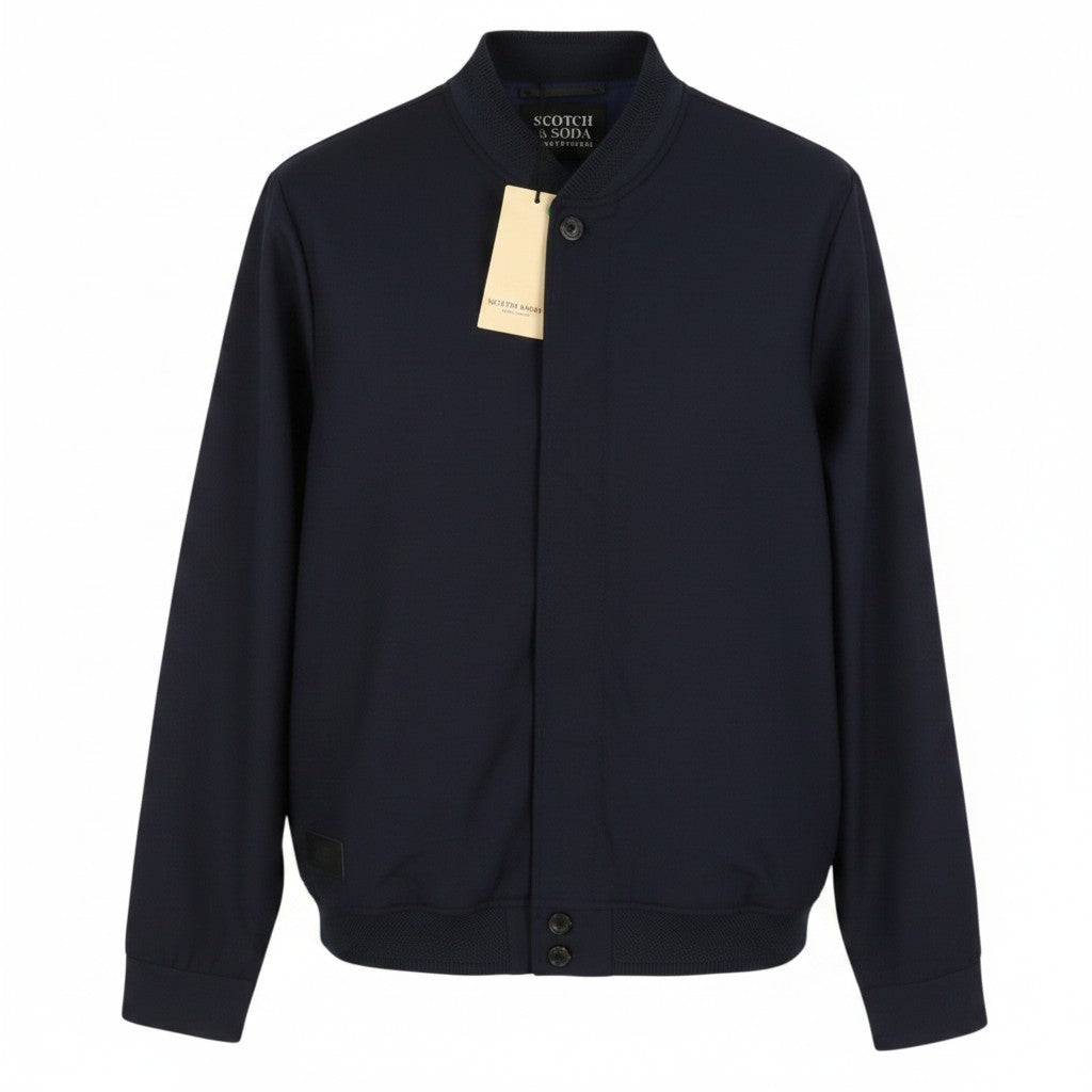 SCOTCH & SODA Men Jacket M Dark Blue Wool Blend Button-Up Lightweight Bomber