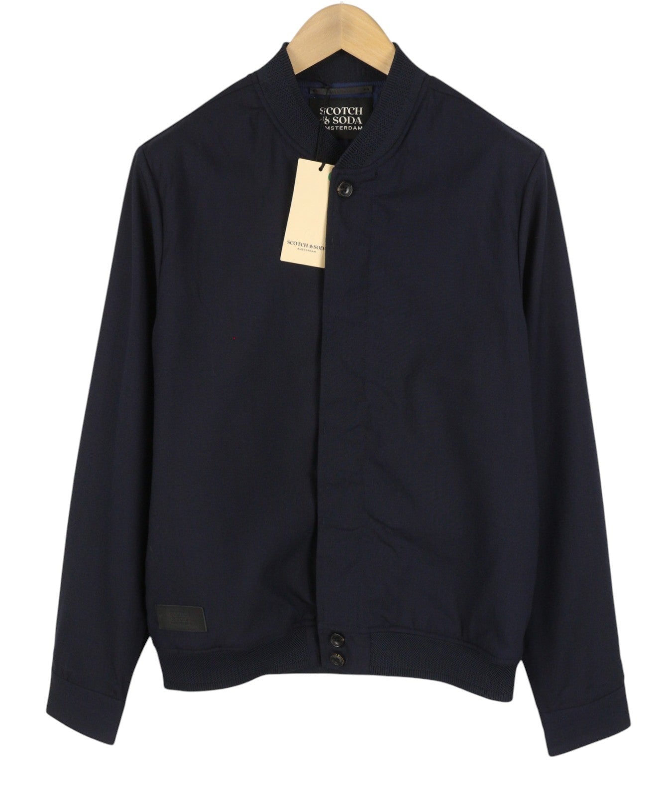 SCOTCH & SODA Men Jacket M Dark Blue Wool Blend Button-Up Lightweight Bomber