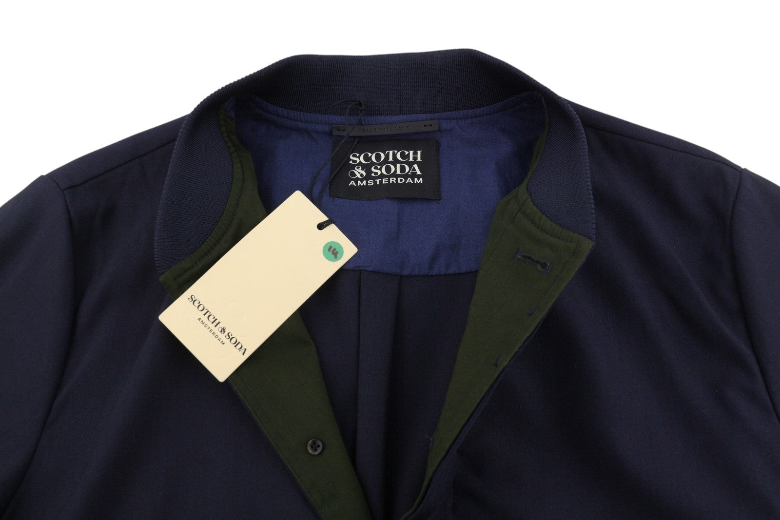 SCOTCH & SODA Men Jacket M Dark Blue Wool Blend Button-Up Lightweight Bomber