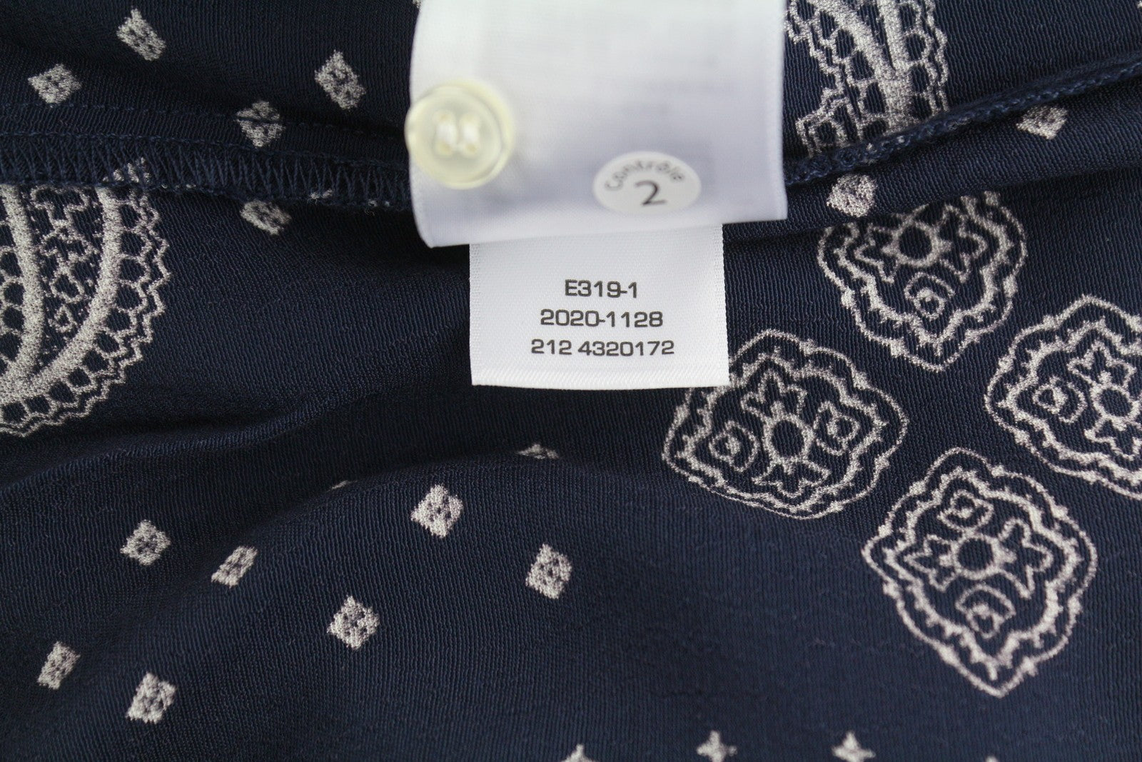 GANT Paisley Women Blouse EU38 M Evening Blue Round Neck Relaxed Fit