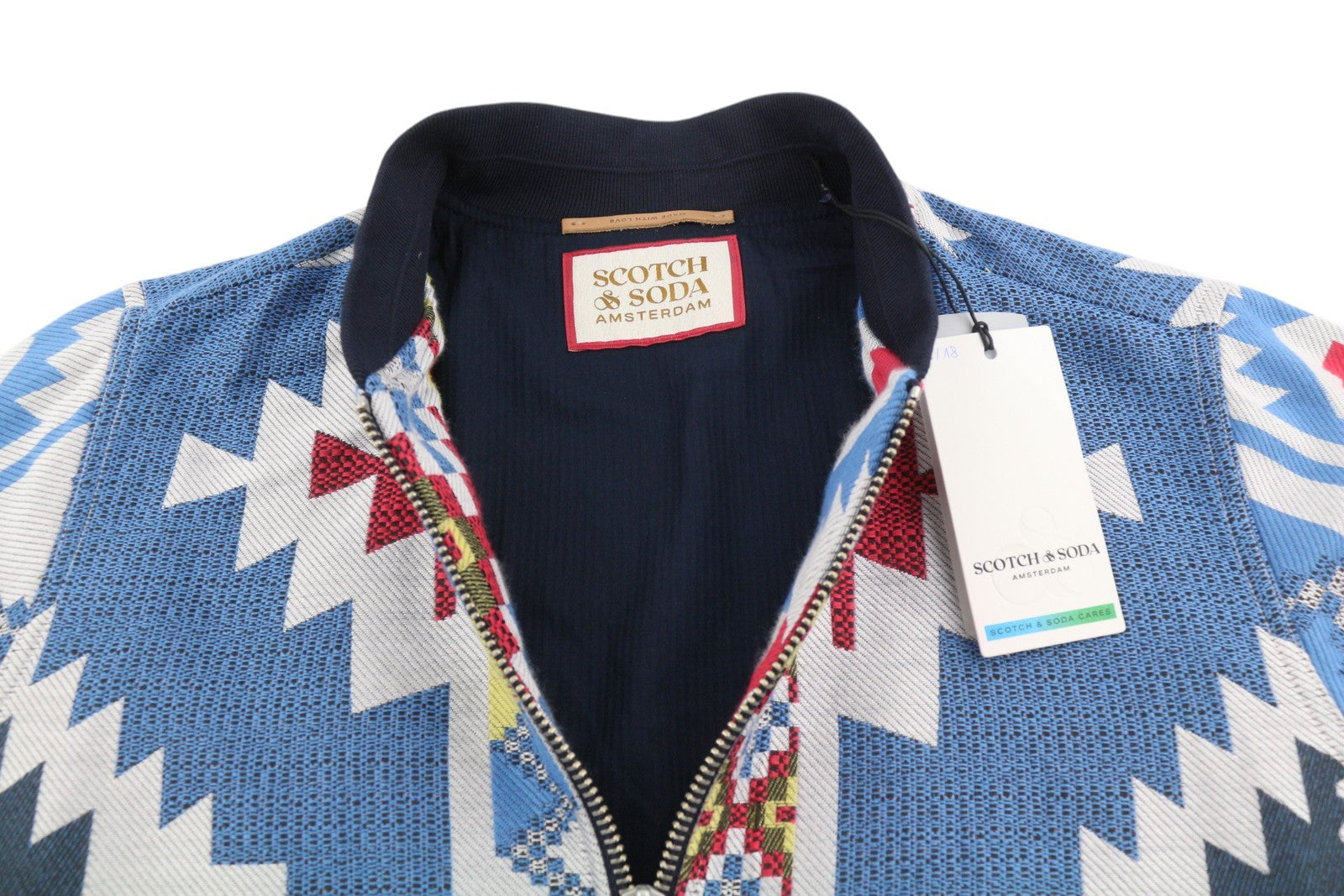 SCOTCH & SODA Men Jacket M Jacquard Embroidered Lightweight Full Zip Bomber