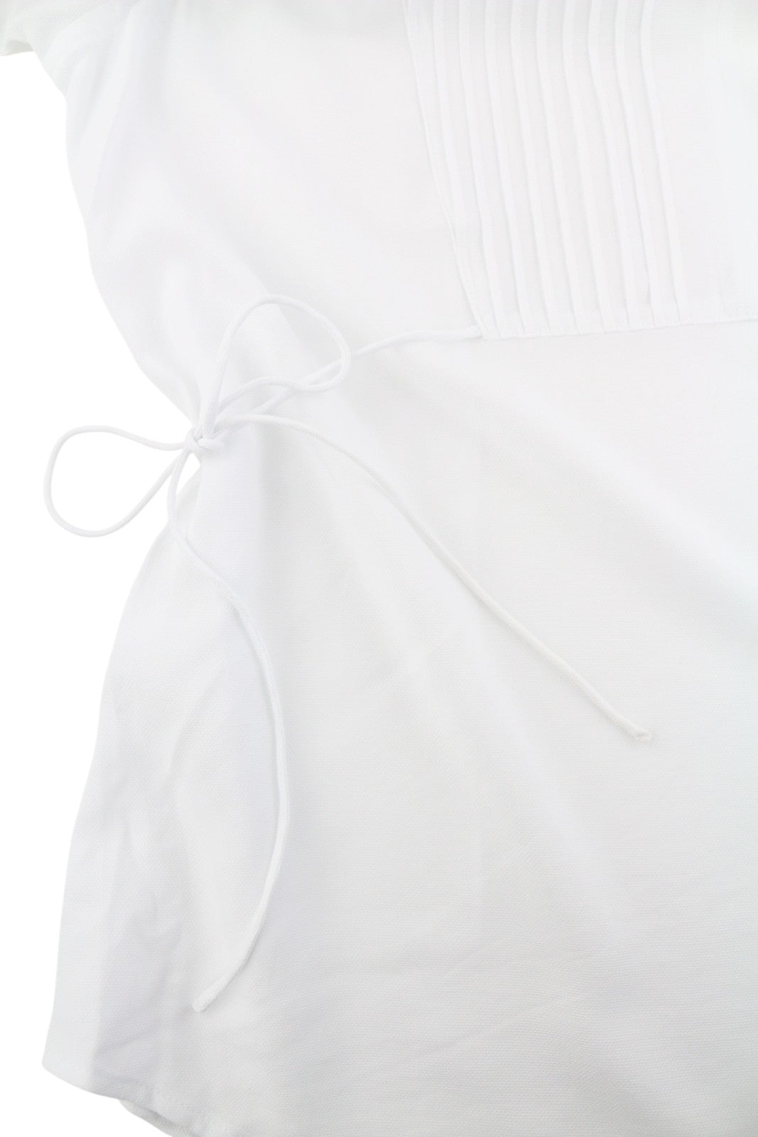 GANT Bib Women Blouse EU40 M White Pleated V-Neck Side Tied Long Sleeve