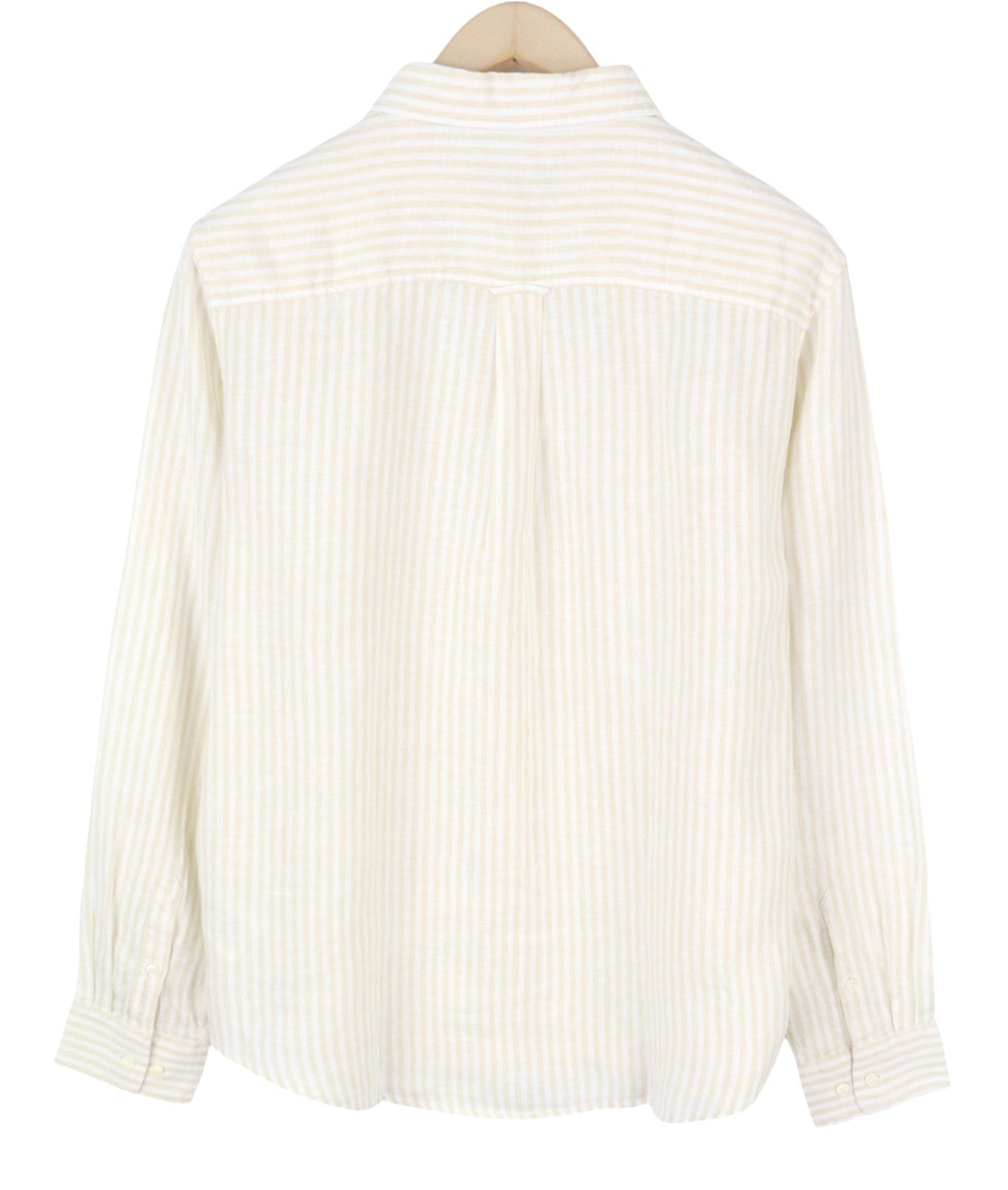 GANT Reg Linen Stripe Women Shirt EU44 XL Desert Beige Button-Up Spread Neck