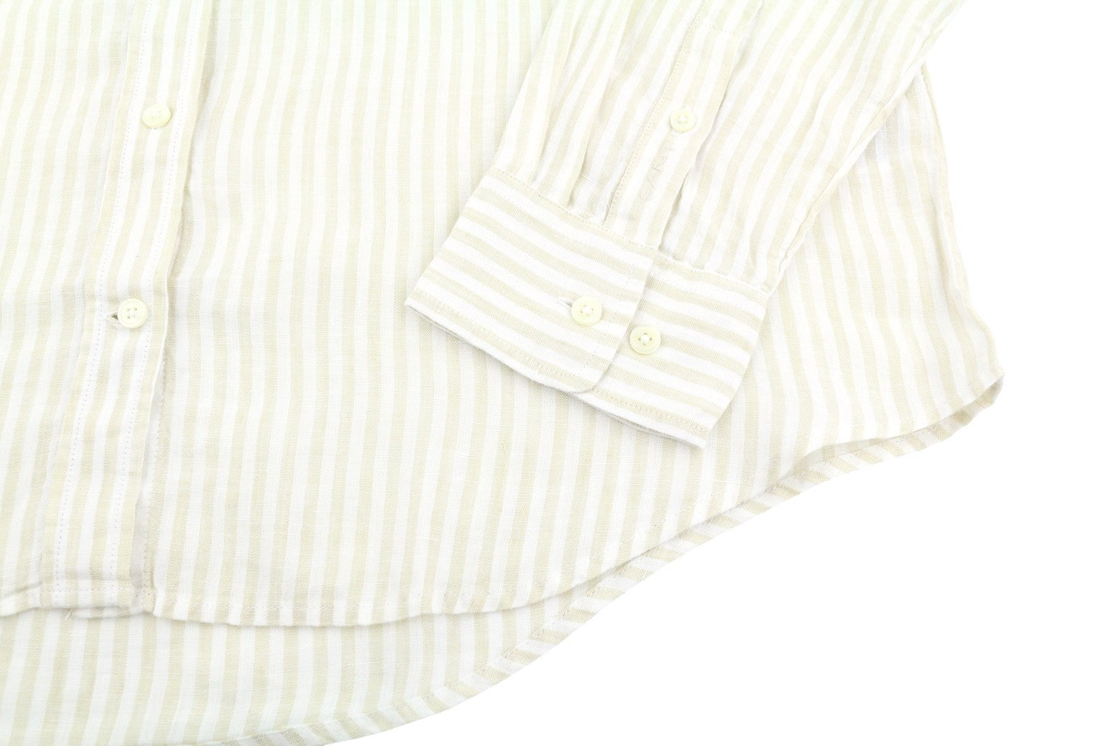 GANT Reg Linen Stripe Women Shirt EU44 XL Desert Beige Button-Up Spread Neck