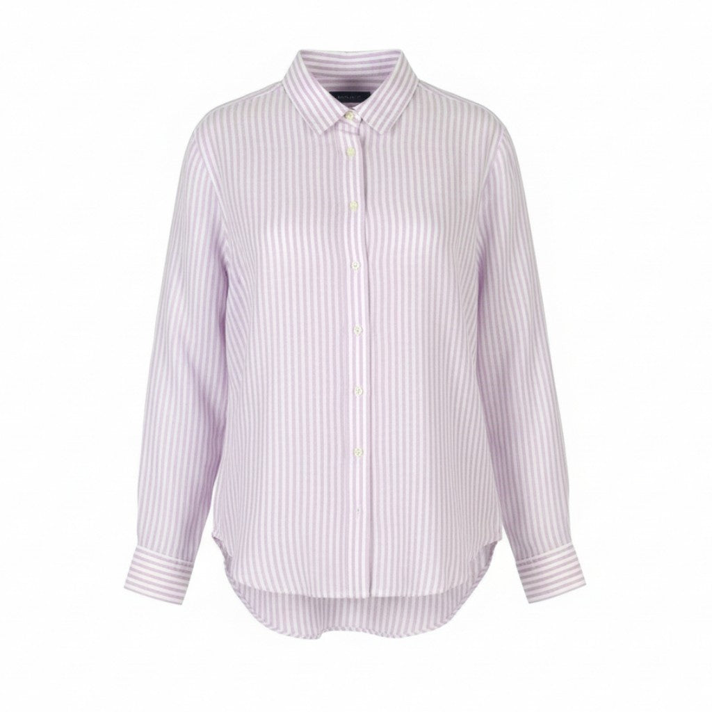 GANT Reg Linen Stripe Women Shirt EU34 XS Crocus Purple Button-Up Spread Neck
