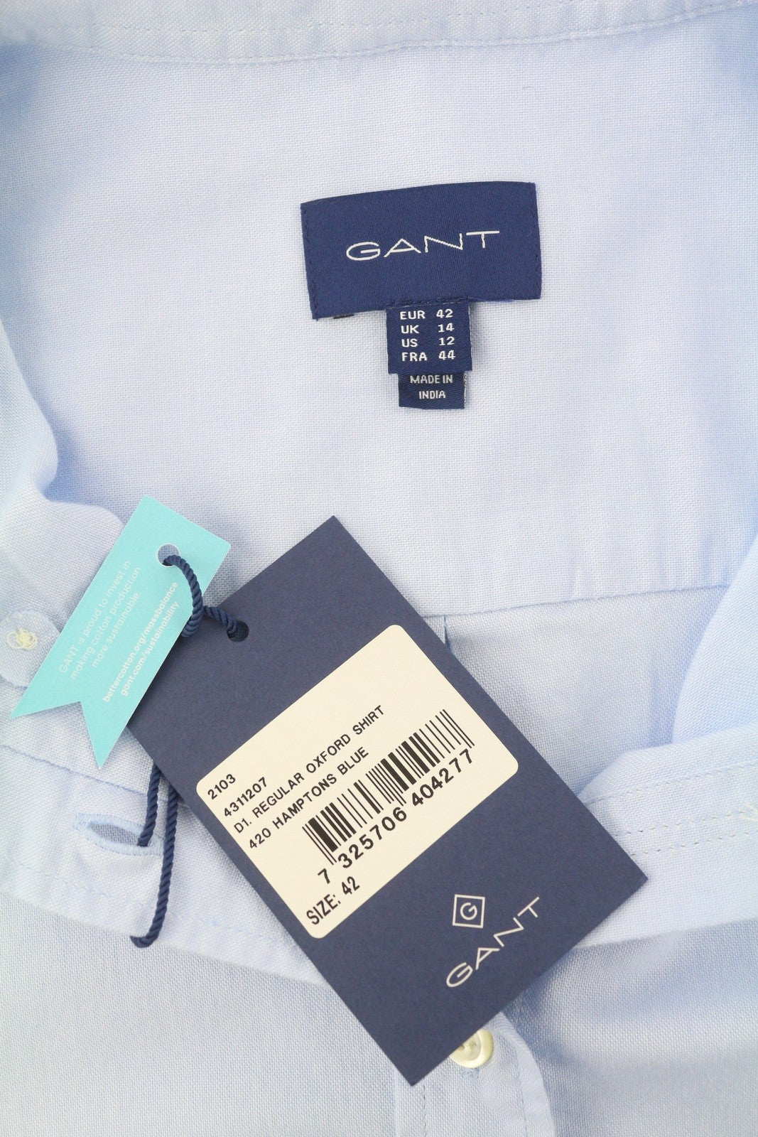 GANT Regular Oxford Women Shirt EU42 L Hamptons Blue Cotton Button Patch Pocket