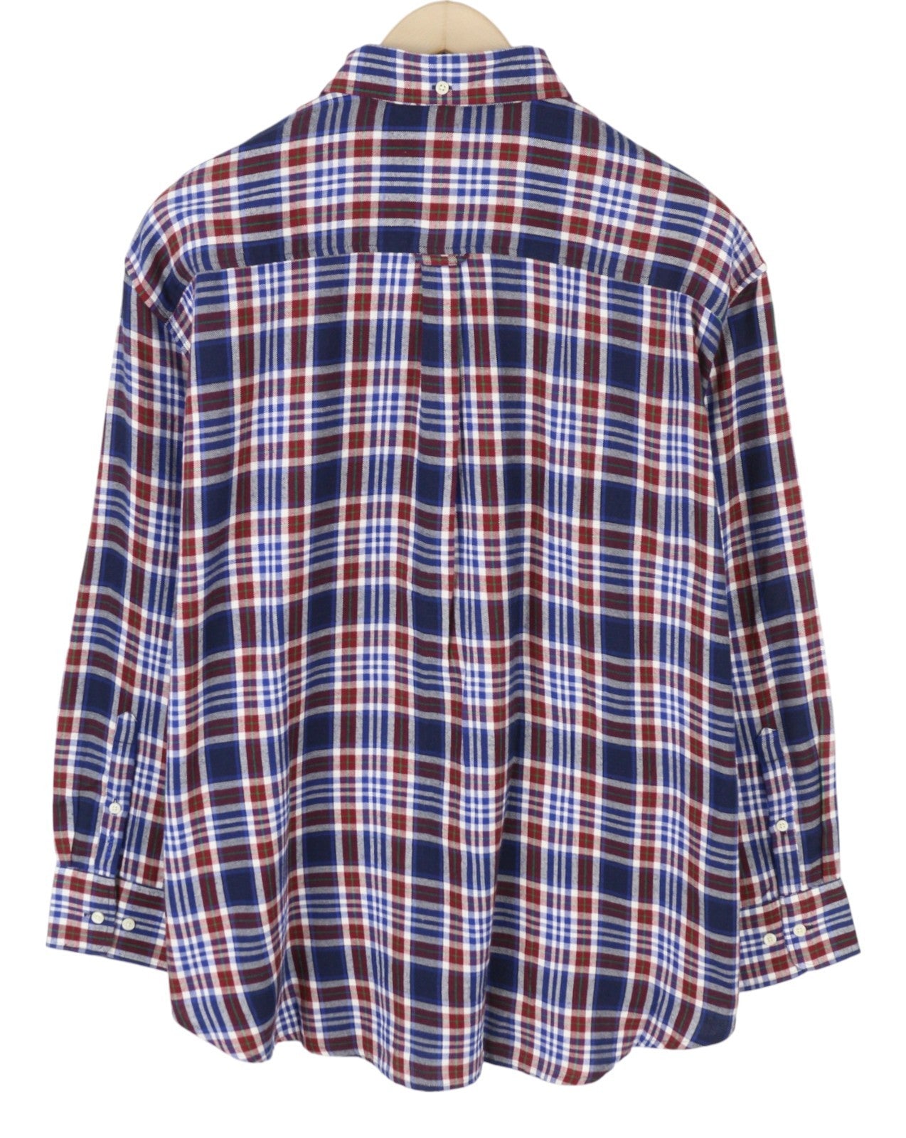 GANT Relaxed Check Flannel Women Shirt EU42 L Classic Blue Button-Up Patch