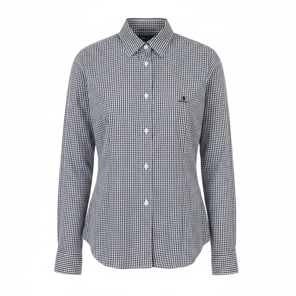 GANT Reg 3 Col Gingham Women Shirt EU42 L Evening Blue Patch Pocket Button-Up
