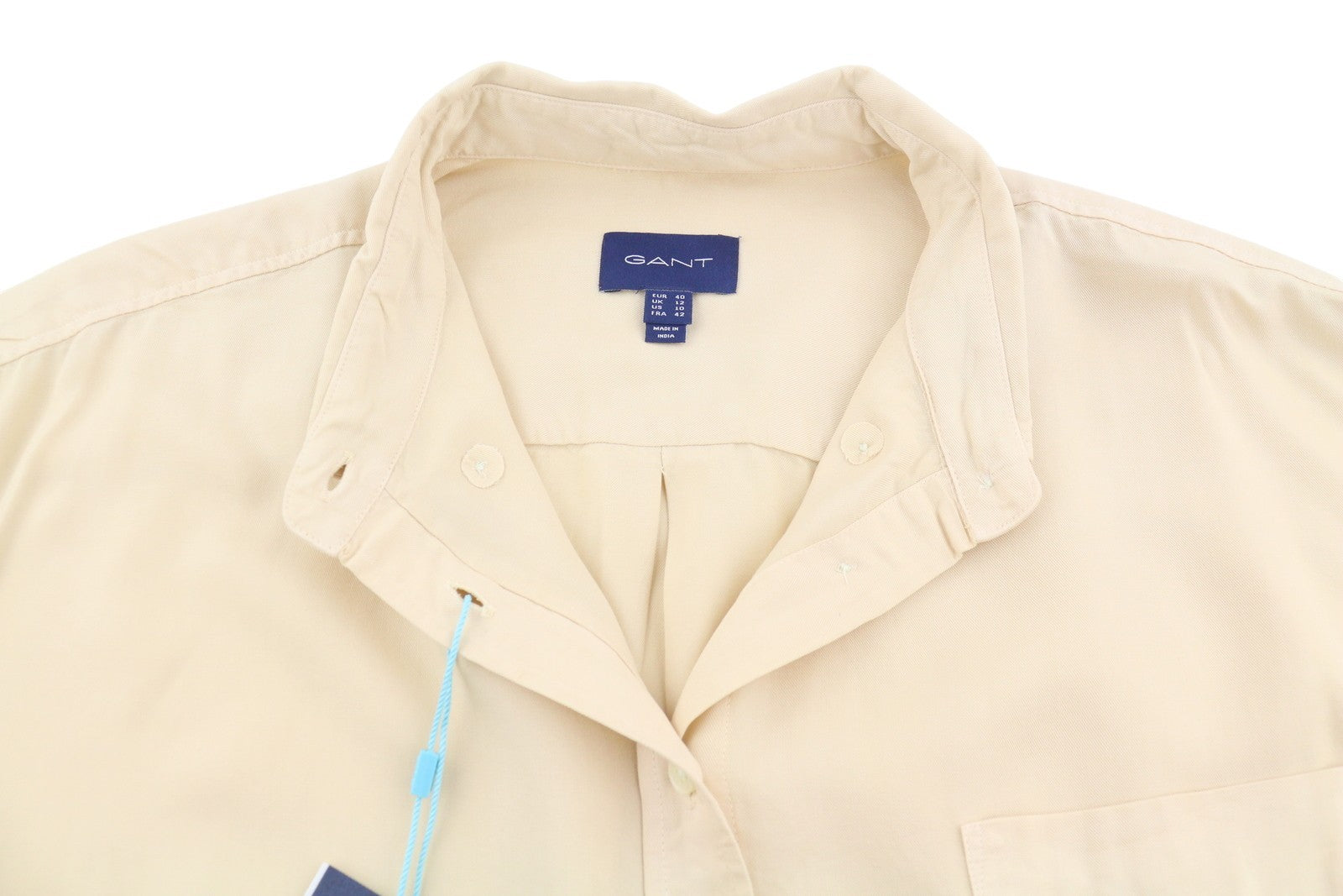 GANT PP Rel Lyocell Women Shirt EU40 M Desert Beige Oversized Patch Pocket