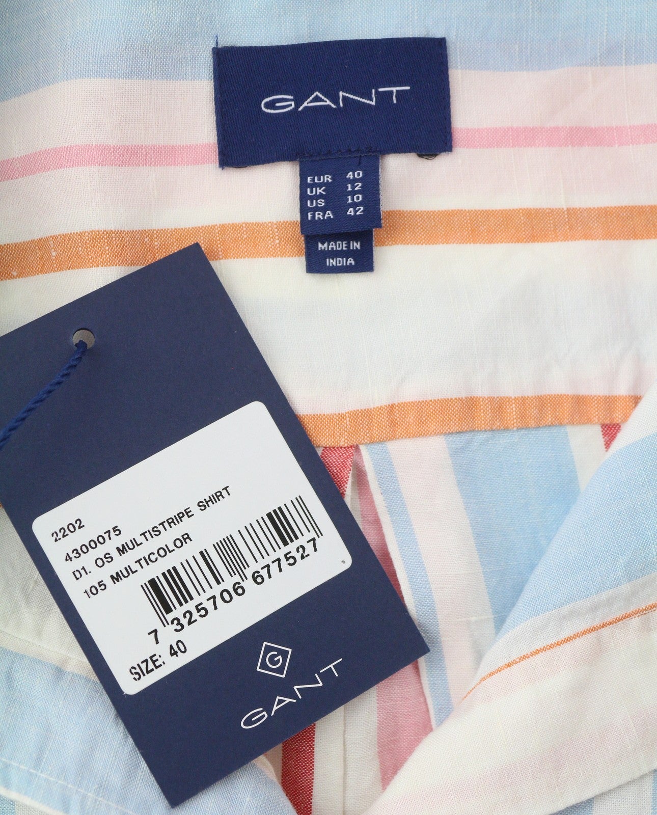 GANT OS Multistripe Women Shirt EU40 M Multicolor Button-Up Spread Linen Blend