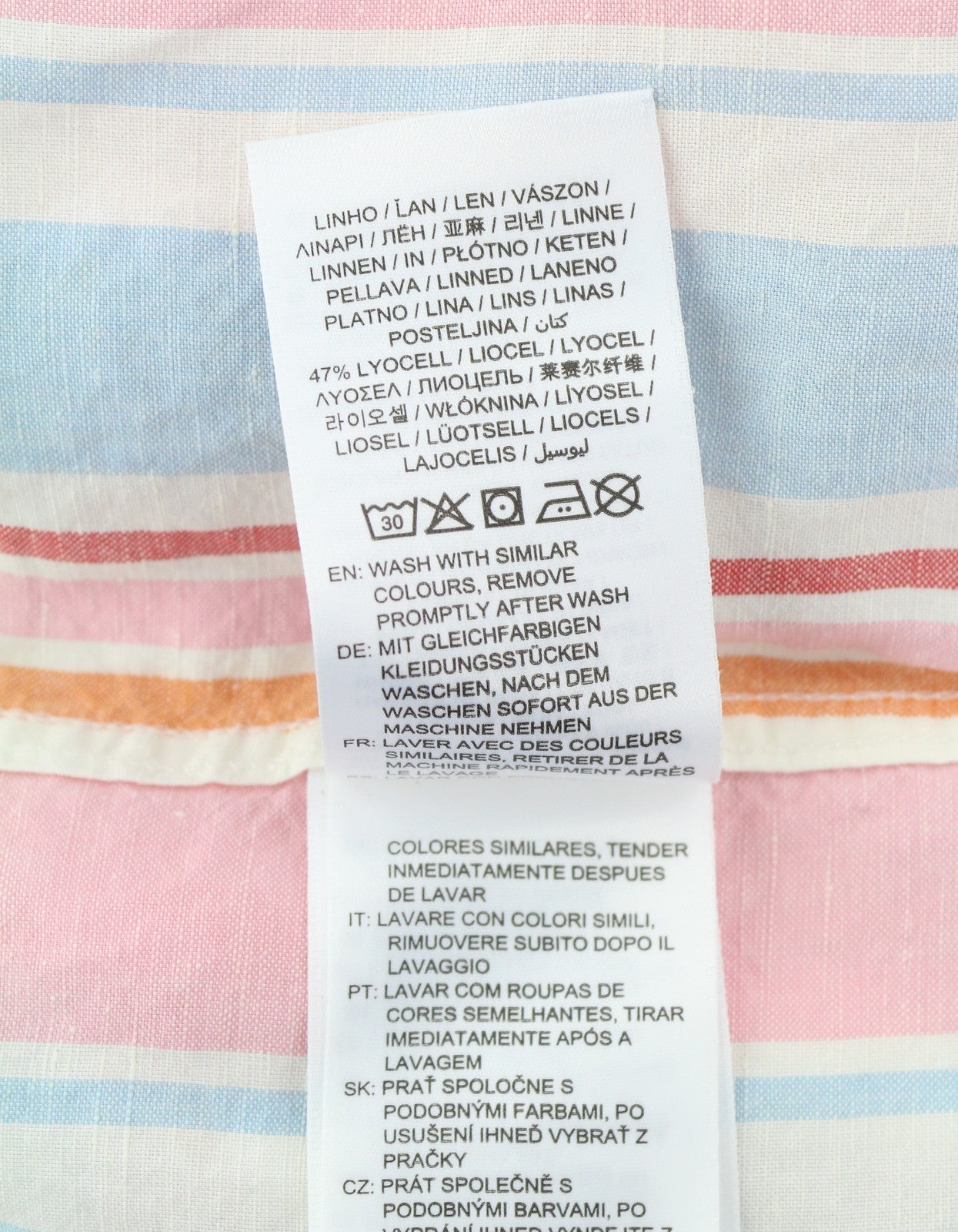 GANT OS Multistripe Women Shirt EU40 M Multicolor Button-Up Spread Linen Blend
