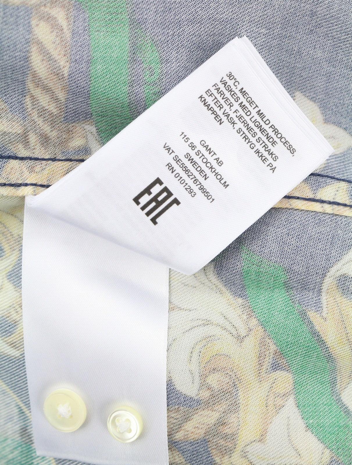 GANT Rel Chain Print Lyocell Town Men Shirt L Blue Relaxed Printed Buttoned