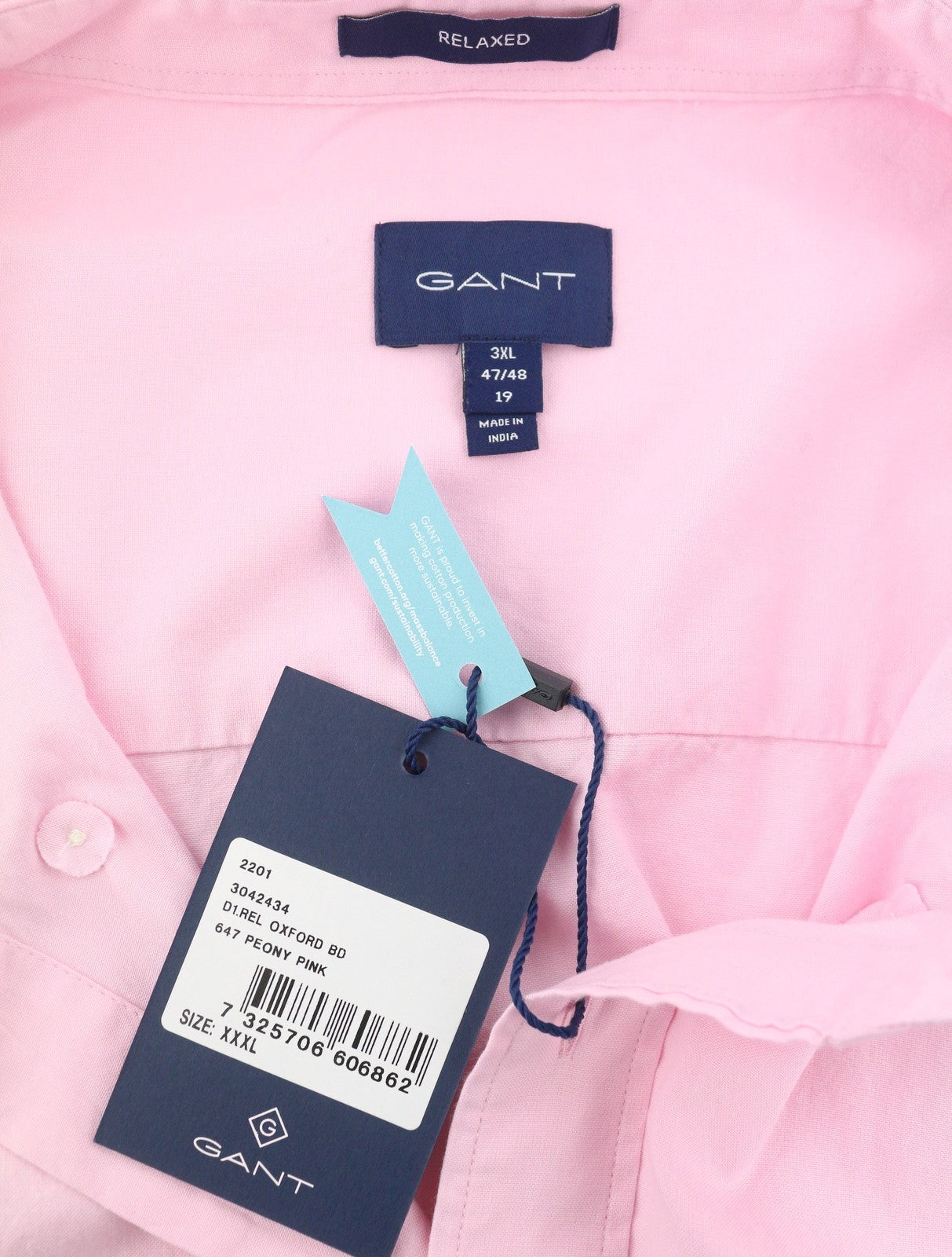 GANT Rel Oxford BD Men Shirt 3XL Pink Button-Down Casual Pocket Cotton
