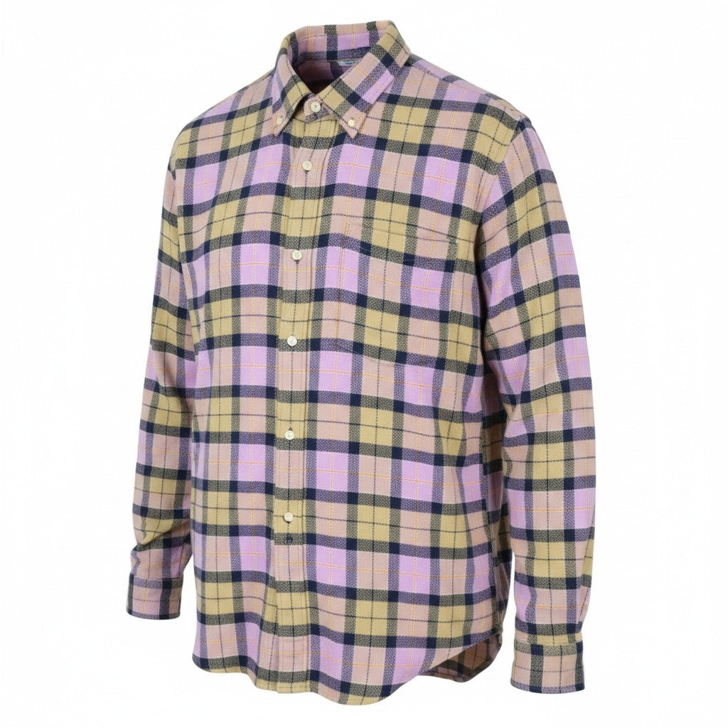 GANT Rel Texture Check Men Shirt XL Lilac Plaid Button-Up Pocket Casual