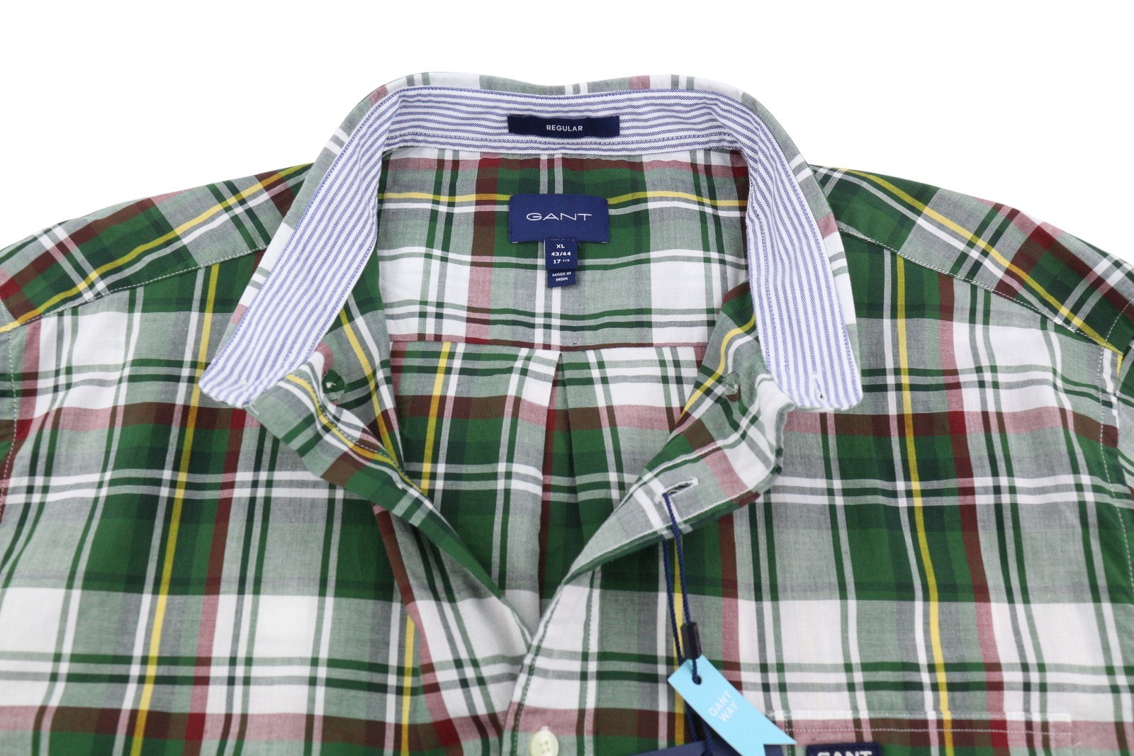 GANT Reg UT Washed Check Men Shirt XL Green Checked Button-Down Casual