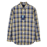 GANT Reg Washed Poplin Check Men Shirt L Beige Plaid Buttoned Casual Top