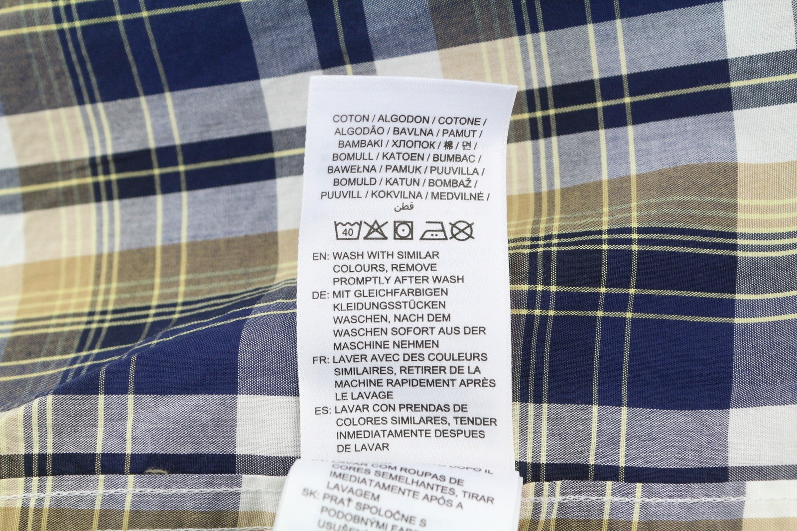 GANT Reg Washed Poplin Check Men Shirt L Beige Plaid Buttoned Casual Top