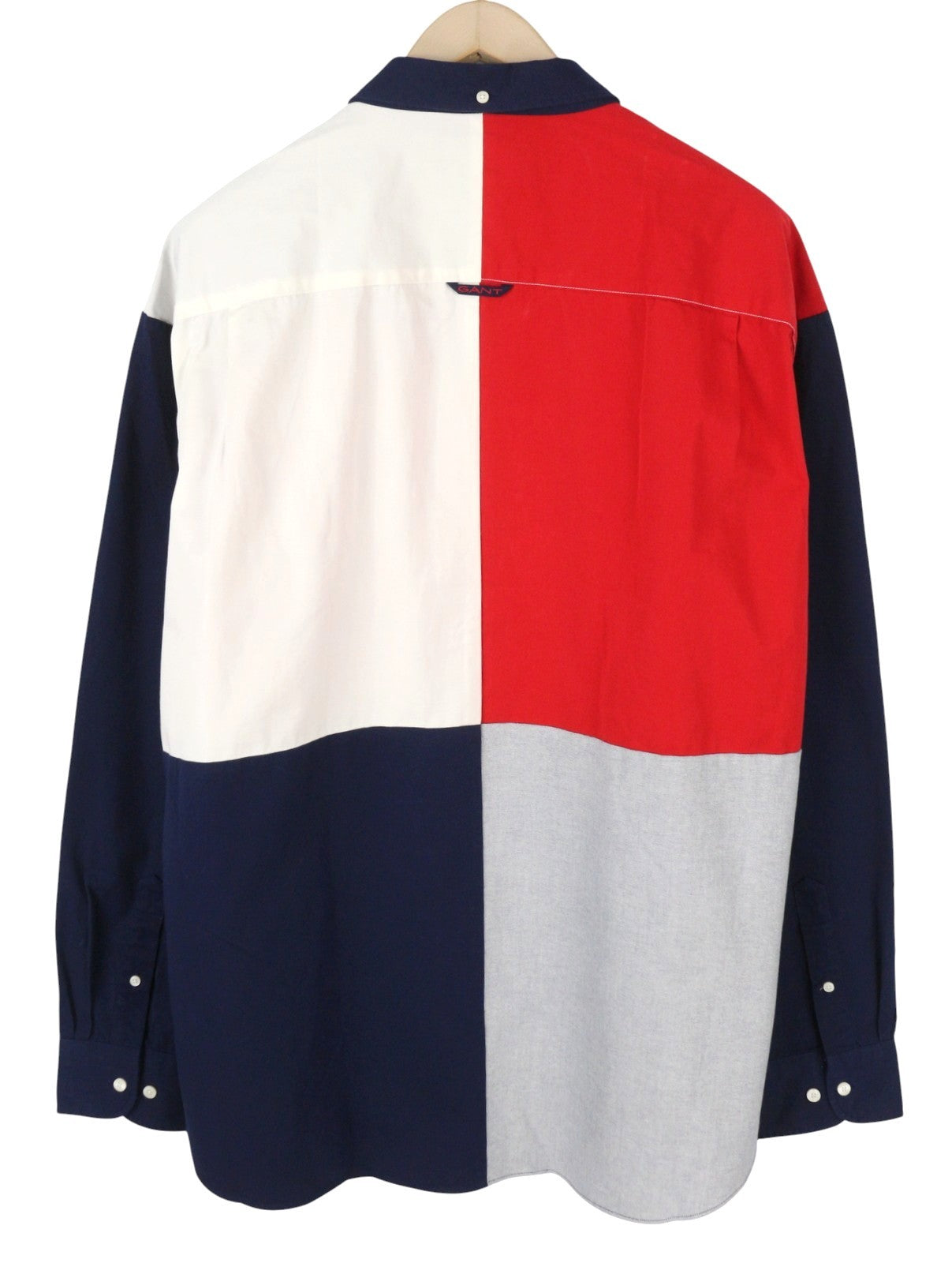 GANT Rel Retro Flag Block BD Men Shirt 2XL Blue Logo Buttoned Casual Top