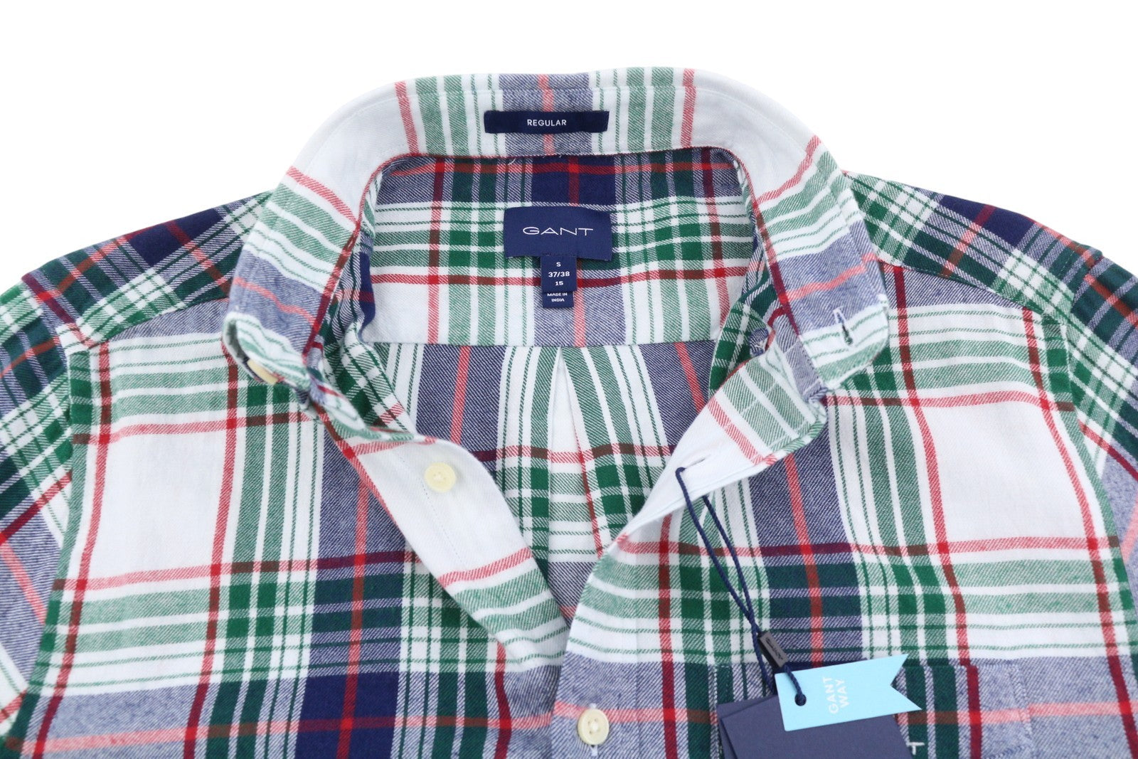 GANT Windblown Flannel Indigo Reg BD Men Shirt S Green Flannel Buttoned