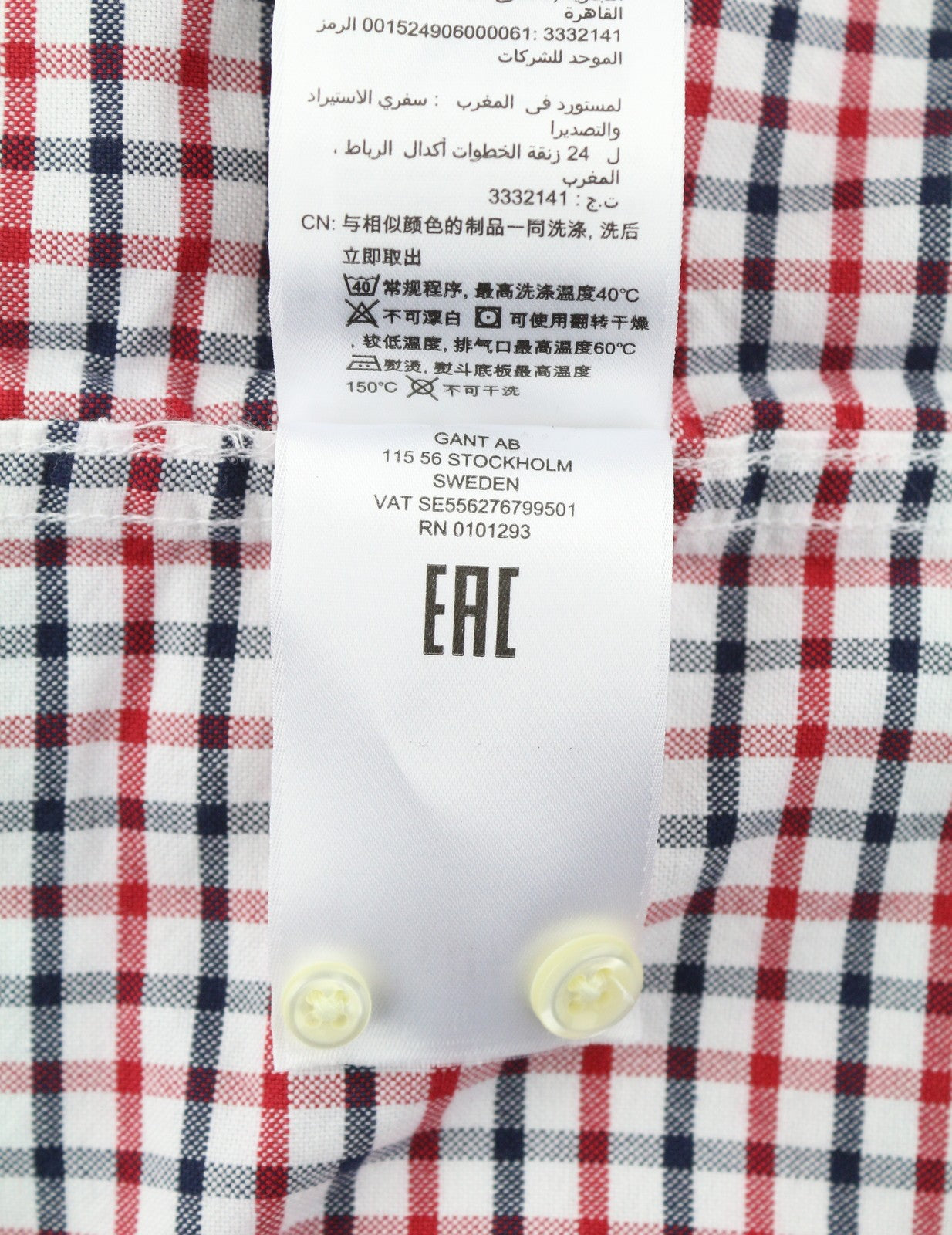 GANT Reg Oxford Tattersall BD Men Shirt L Red Checked Pocket Casual Shirt